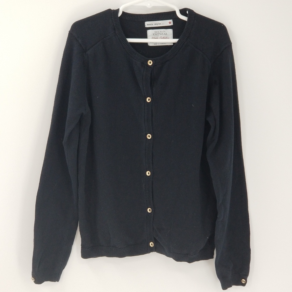 Zara Girls Black Button Down Cardigan Sweater